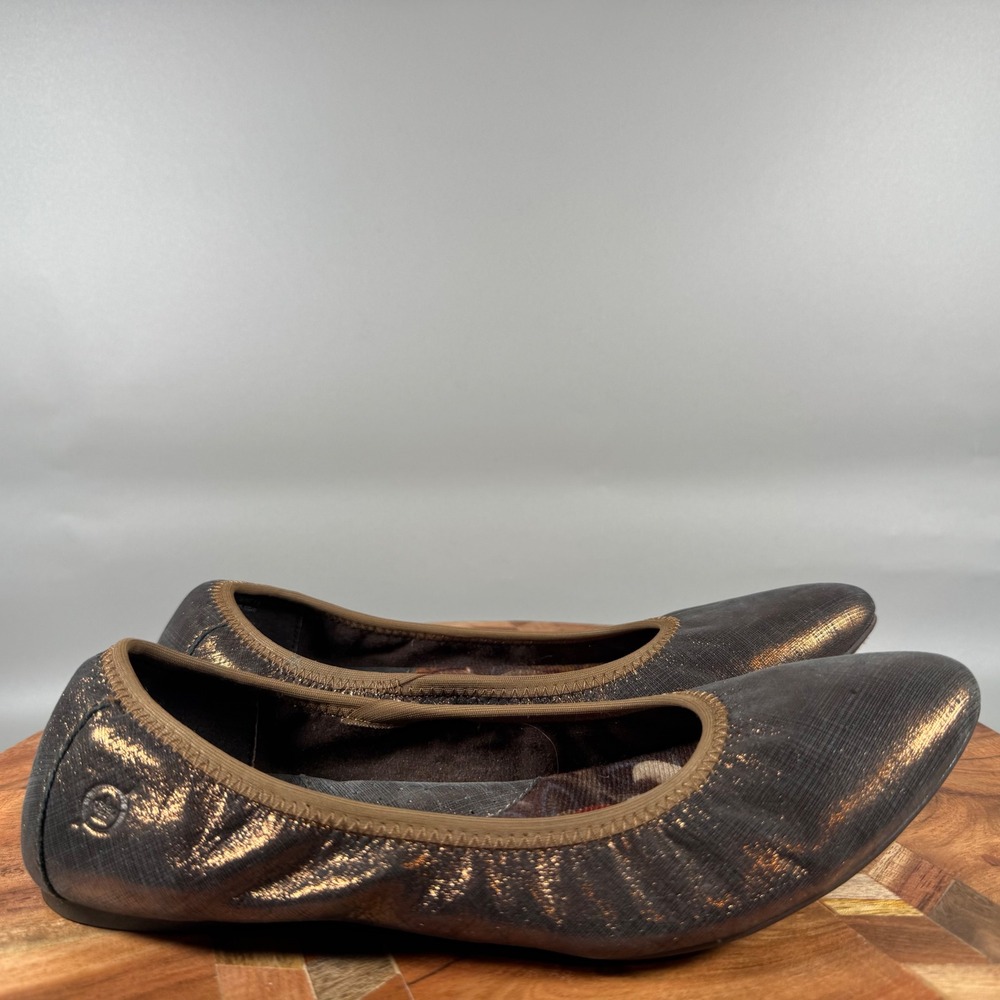 Born Julianne Bronze Metallic Leather Ballet Flats Womens‎ 6 M / 37 Almond Toe